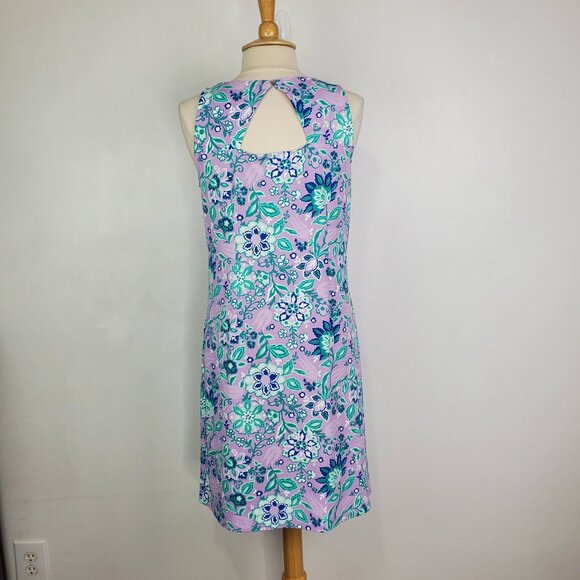 Talbots Petite Stretchy Sleeveless Floral Pullover Coastal Summer Dress Size LP - Picture 4 of 11